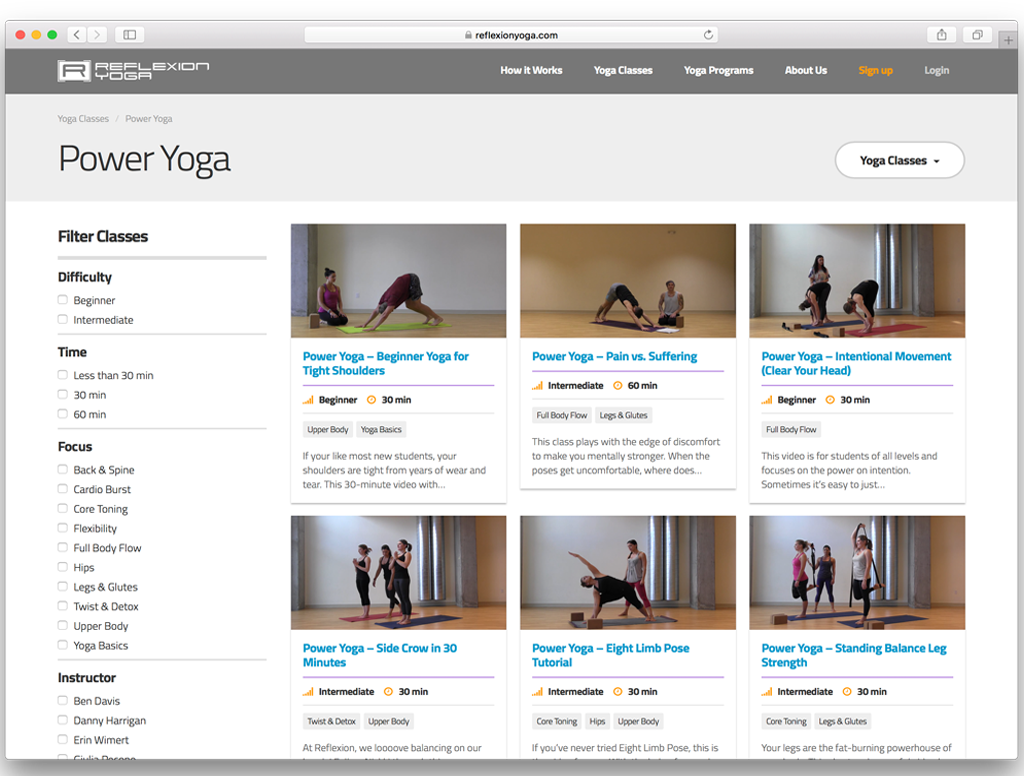 Reflexion Yoga classes